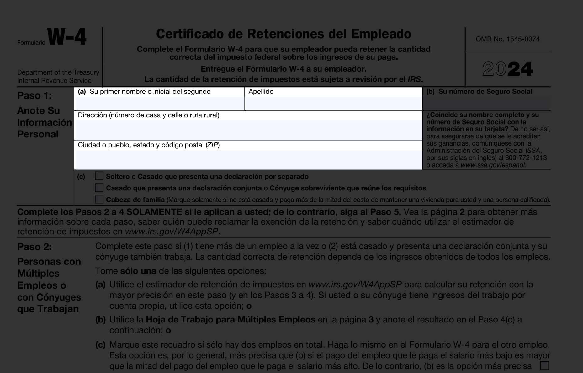 Form W-4 - 1 - Morenos Business Services