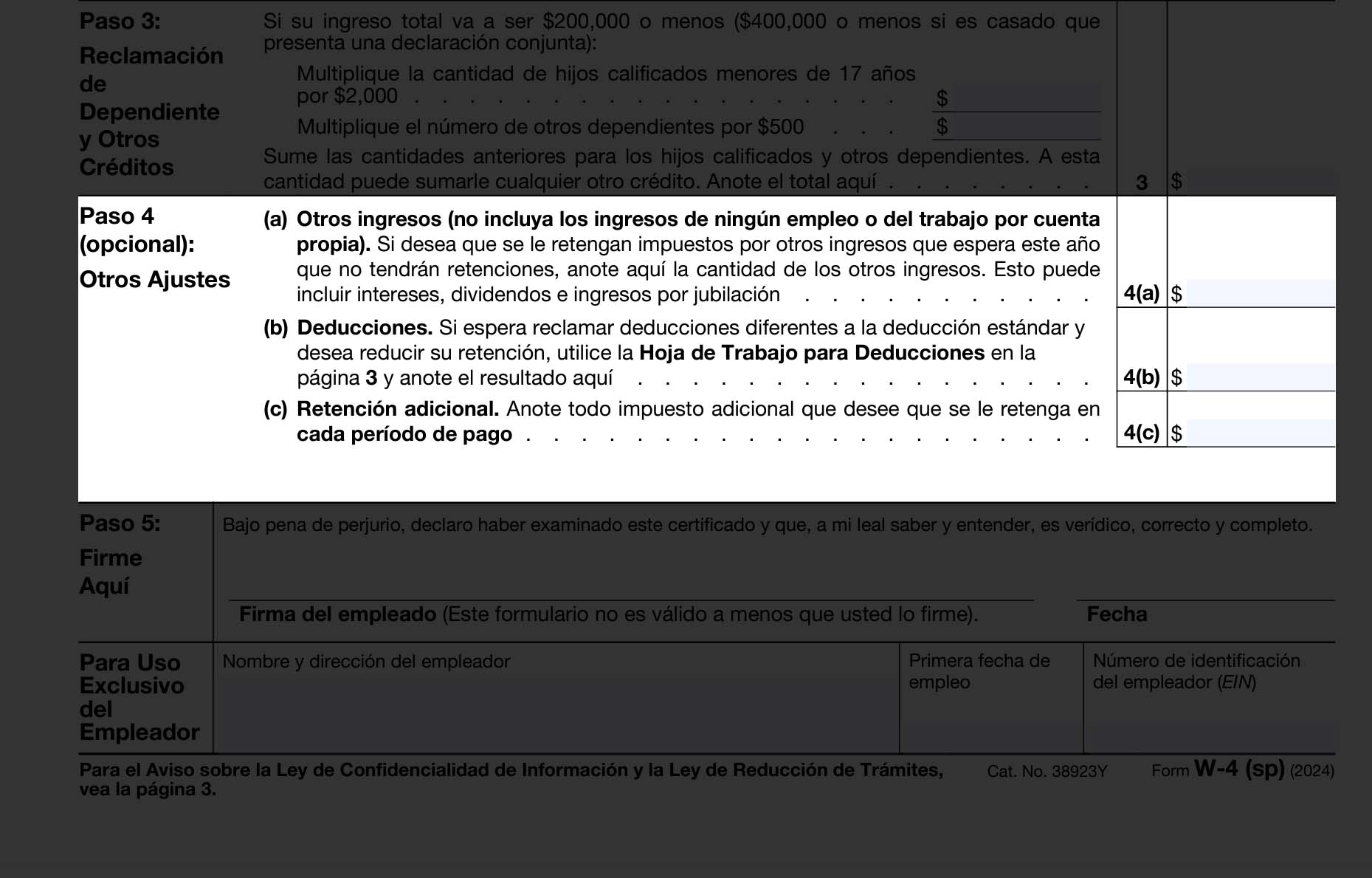 Form W-4 - 5 - Morenos Business Services