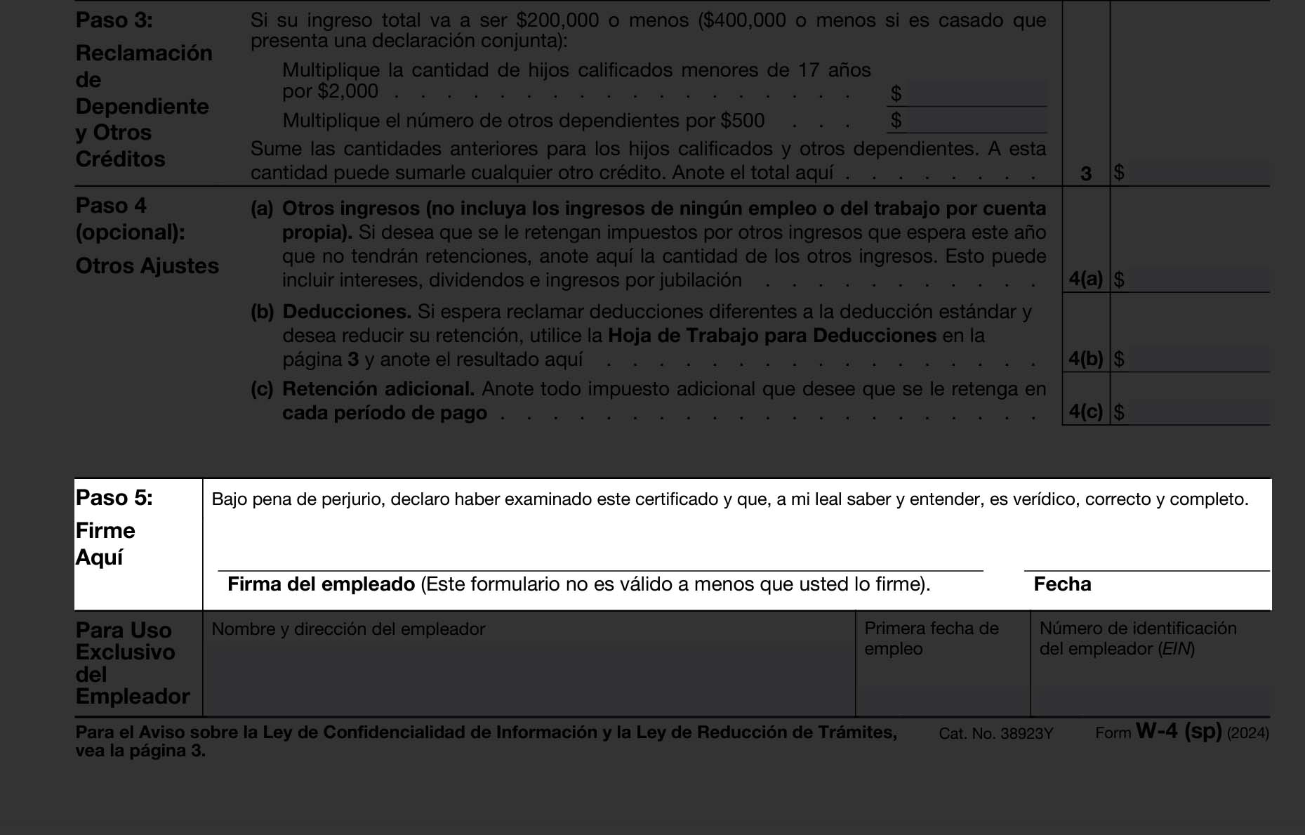 Form W-4 - 6 - Morenos Business Services